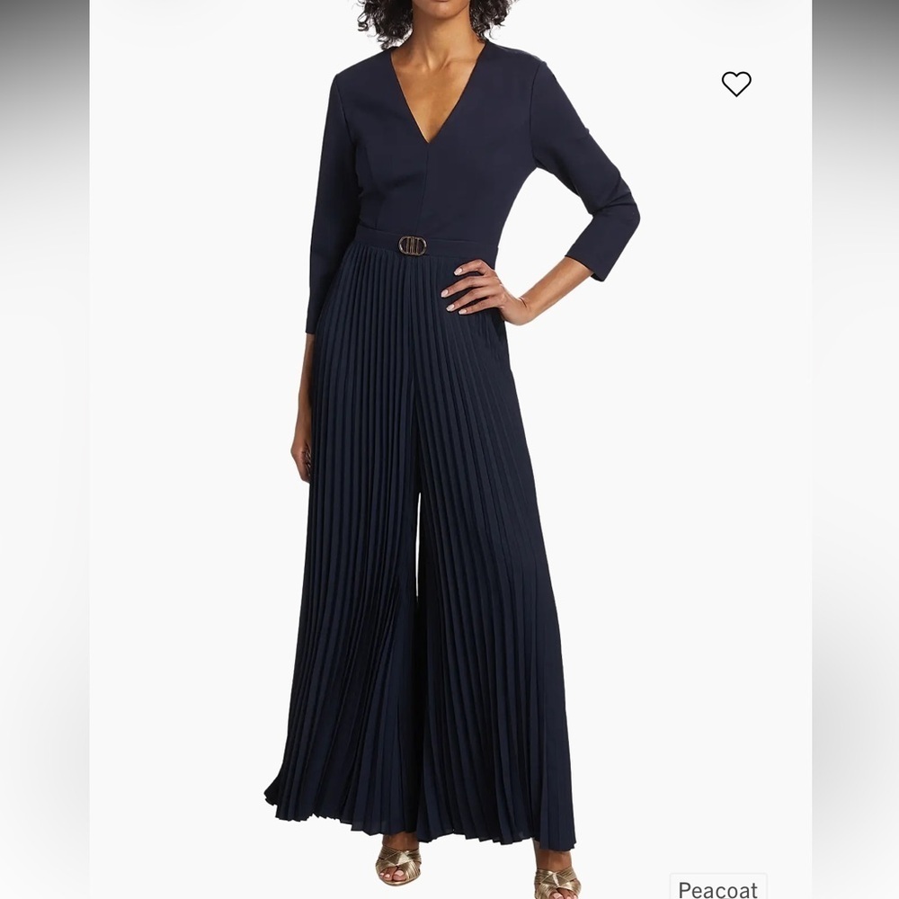 Elie Tahari Deep Blue Long Sleeve Jumpsuit Size 16